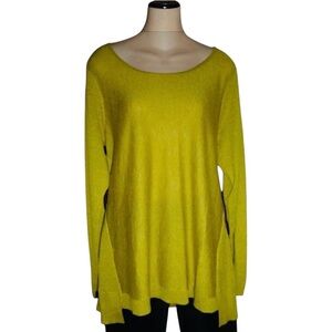 Eileen Fisher Fine Tencel Alpaca Scoop Neck Sweater Tunic Top Fern PP/PTP 2P-4P